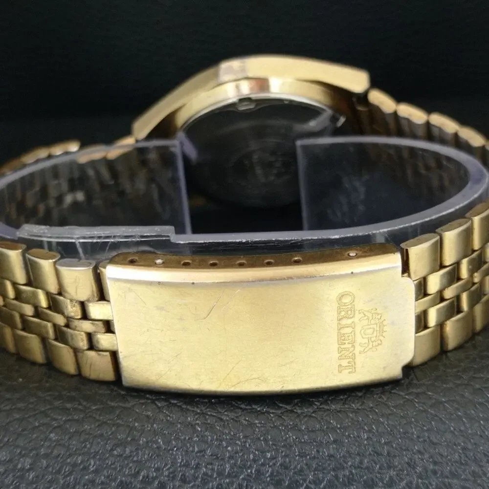 Vintage 1976 Orient Automatic Mens Gold Watch W/daydate & Diamond accents